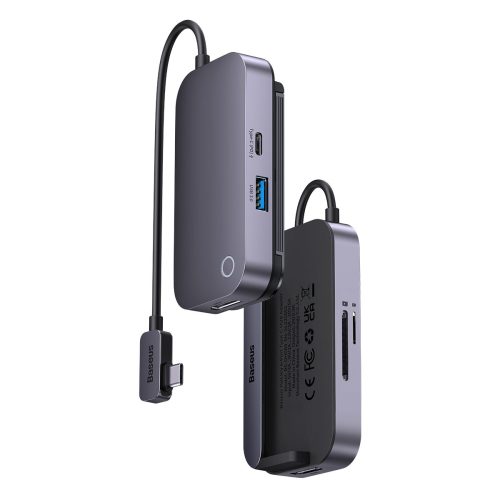 6in1 Padjoy Hubo USB porti uz USB-C HDMI SD TF tumši pelēku viedtālruņa planšetdatoru