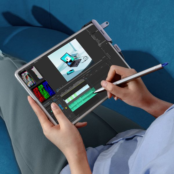 6in1 Padjoy Hubo USB porti uz USB-C HDMI SD TF tumši pelēku viedtālruņa planšetdatoru