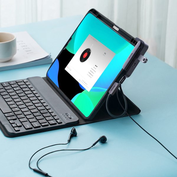 6in1 Padjoy Hubo USB porti uz USB-C HDMI SD TF tumši pelēku viedtālruņa planšetdatoru