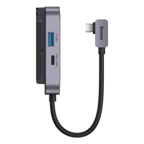 6in1 Padjoy Hubo USB porti uz USB-C HDMI SD TF tumši pelēku viedtālruņa planšetdatoru