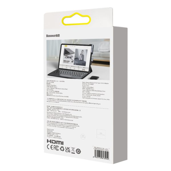 6in1 Padjoy Hubo USB porti uz USB-C HDMI SD TF tumši pelēku viedtālruņa planšetdatoru