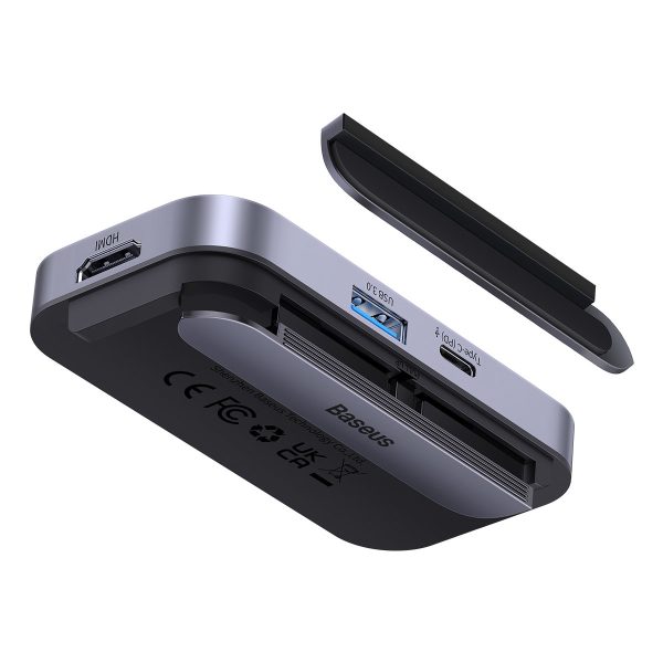 6in1 Padjoy Hubo USB porti uz USB-C HDMI SD TF tumši pelēku viedtālruņa planšetdatoru