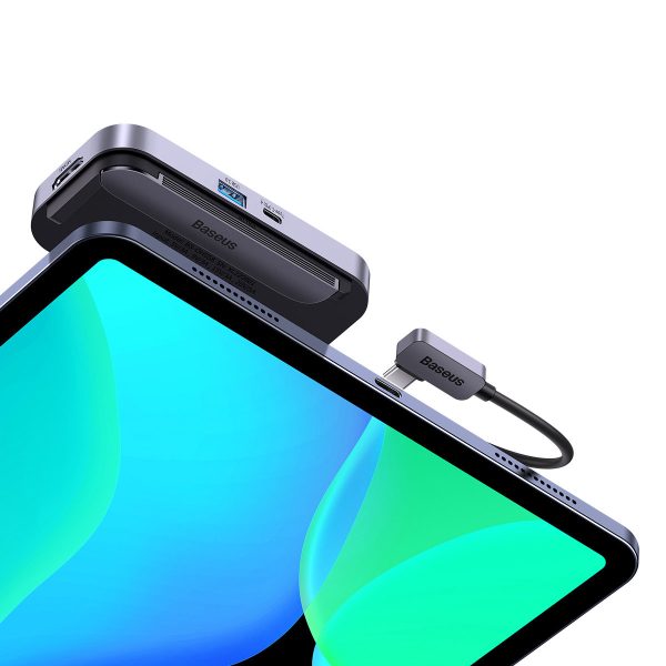 6in1 Padjoy Hubo USB porti uz USB-C HDMI SD TF tumši pelēku viedtālruņa planšetdatoru