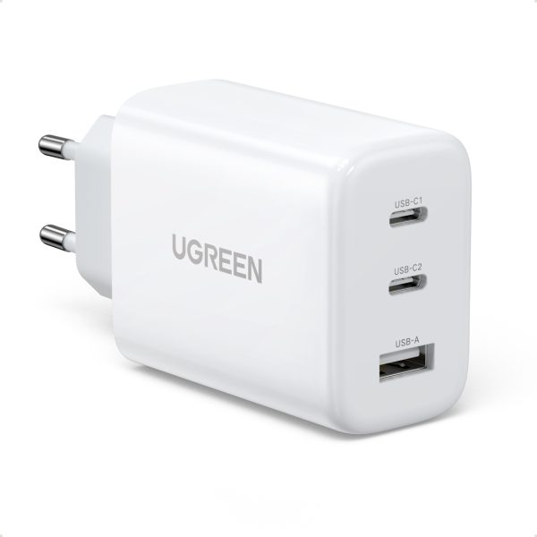 Ātrais 2X USB-C USB 65W PD QC White Network Charger