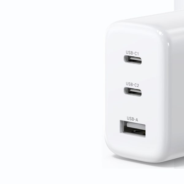 Ātrais 2X USB-C USB 65W PD QC White Network Charger