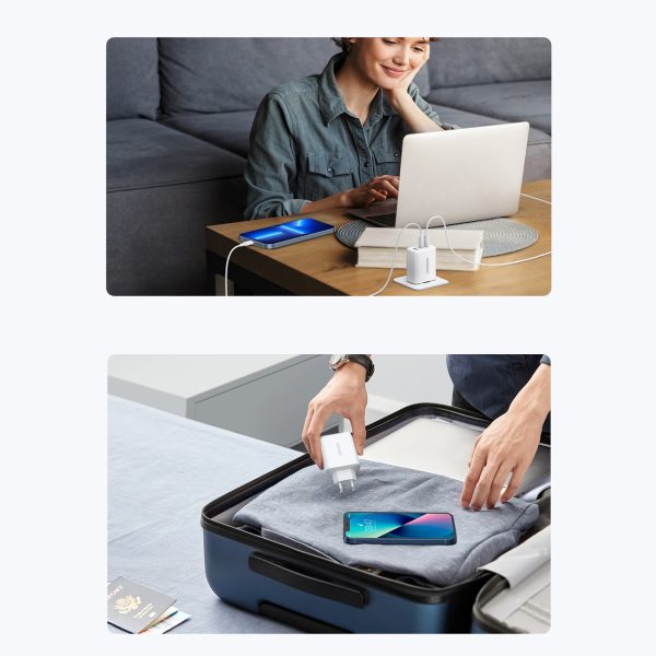 Ātrais 2X USB-C USB 65W PD QC White Network Charger