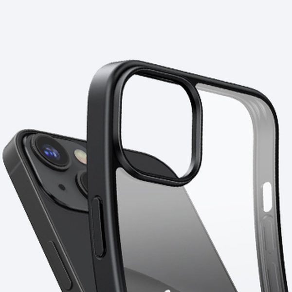 Stingrs korpuss ar želejas rāmi un iebūvētu iPhone 14 melno statīvu