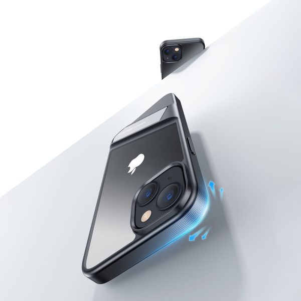 Stingrs korpuss ar želejas rāmi un iebūvētu iPhone 14 melno statīvu