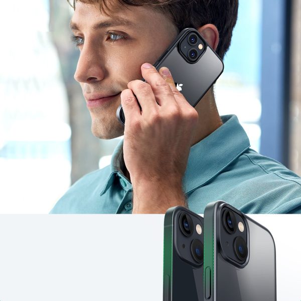 Stingrs korpuss ar želejas rāmi un iebūvētu iPhone 14 melno statīvu