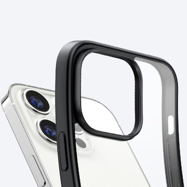 Stingrs korpuss ar želejas rāmi un iebūvētu iPhone 14 pro melno stendu