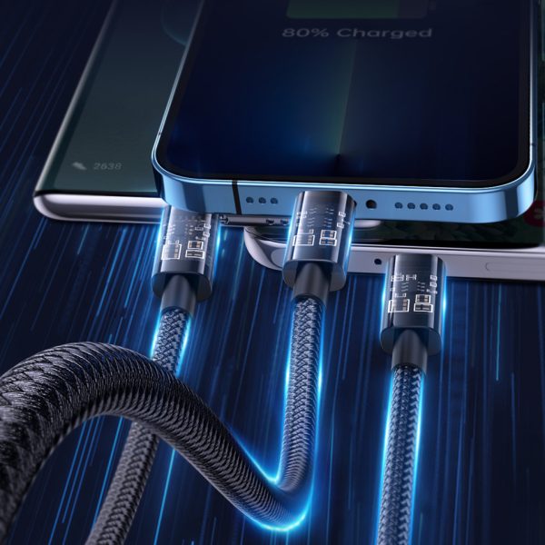 3in1 USB kabelis - USB -C / Lightning / Micro USB 3,5 un 1,2 m melns