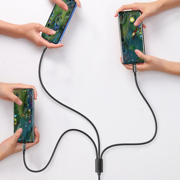 3in1 USB kabelis - USB -C / Lightning / Micro USB 3,5 un 1,2 m melns