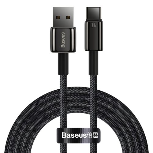 Spēcīgs kabeļa volframa zelta USB - USB -C 480MB/s 100W 2m melns