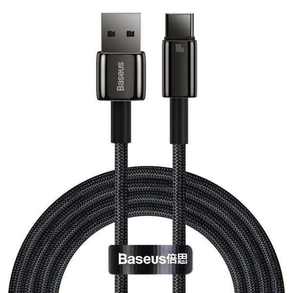 Spēcīgs kabeļa volframa zelta USB - USB -C 480MB/s 100W 2m melns