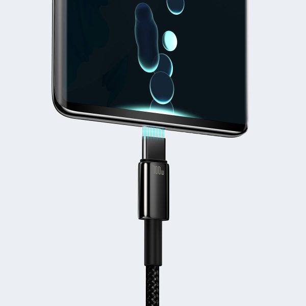 Spēcīgs kabeļa volframa zelta USB - USB -C 480MB/s 100W 2m melns