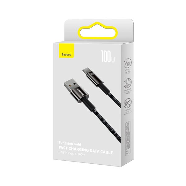 Spēcīgs kabeļa volframa zelta USB - USB -C 480MB/s 100W 2m melns