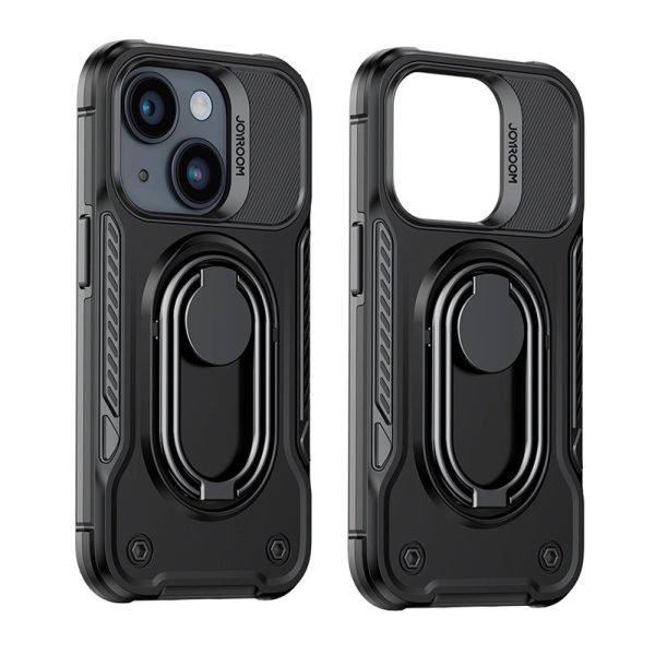 IPhone korpuss 14 bruņu vāks ar pamatnes roktura gredzena turētāju melnu