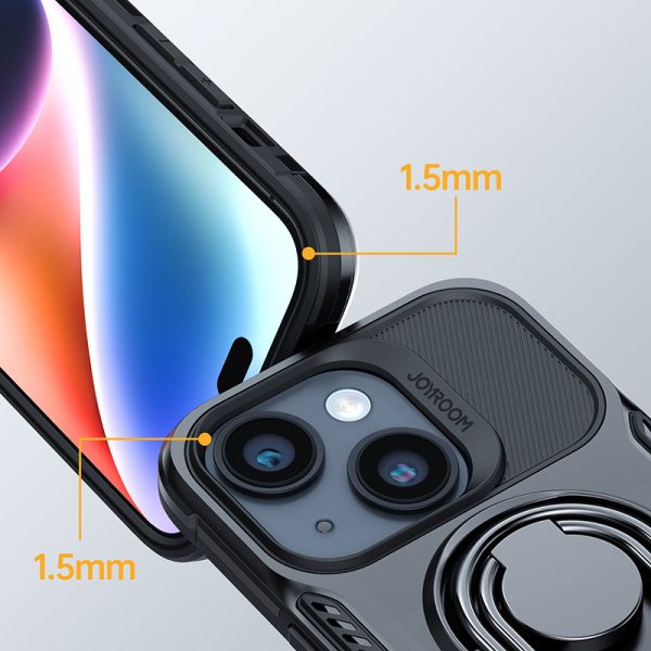 IPhone korpuss 14 bruņu vāks ar pamatnes roktura gredzena turētāju melnu