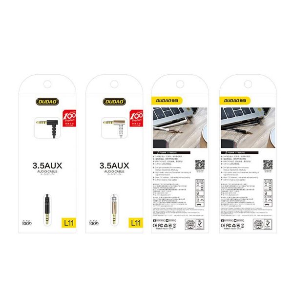 Aux Aux Mini Jack 3,5 mm 1m melns audio kabelis
