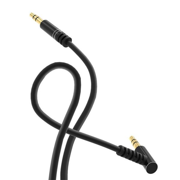 Aux Aux Mini Jack 3,5 mm 1m melns audio kabelis