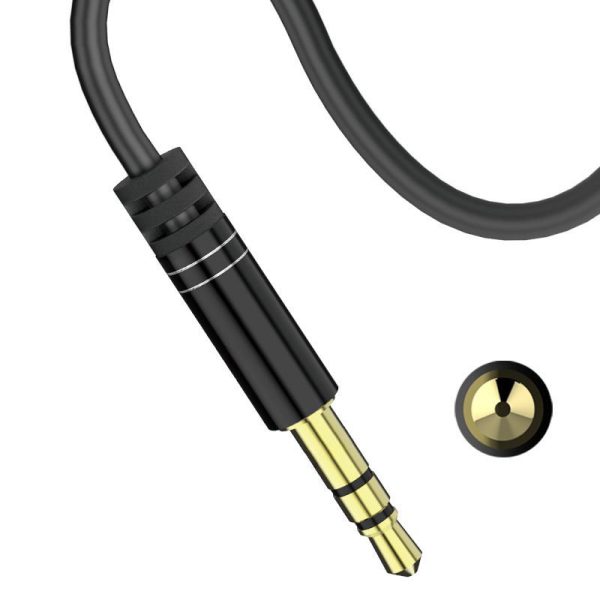 Aux Aux Mini Jack 3,5 mm 1m melns audio kabelis