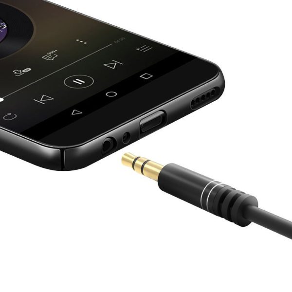 Aux Aux Mini Jack 3,5 mm 1m melns audio kabelis