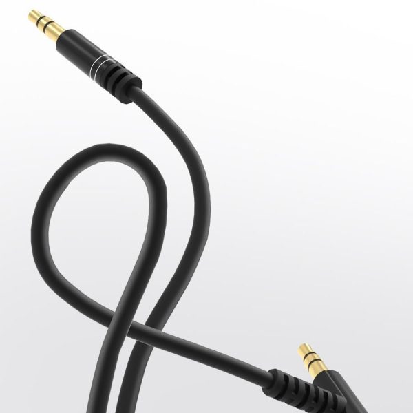 Aux Aux Mini Jack 3,5 mm 1m melns audio kabelis