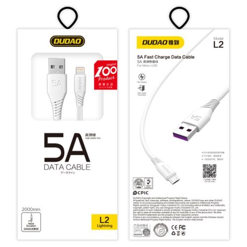 Kabelis Kabelis iPhone USB - zibens 5A 2m balts