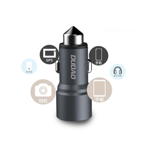 1020386-8-ladowarka-samochodowa-z-mlotkiem-bezpiec-dudao-hurtownia-sklep Automašīnas lādētājs ar drošības āmuru 2x USB 5V 3,1a vārpstas stiklam