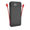PowerBank 1000mah 2a + 3in1 zibens USB-C Micro USB 3A kabelis melns
