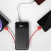 PowerBank 1000mah 2a + 3in1 zibens USB-C Micro USB 3A kabelis melns