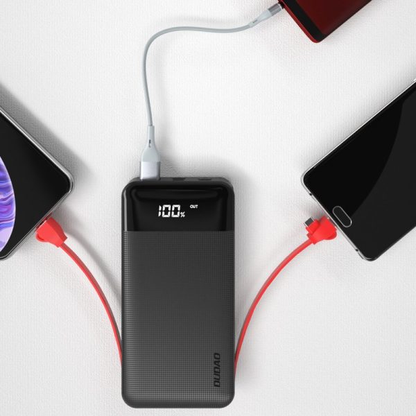 PowerBank 1000mah 2a + 3in1 zibens USB-C Micro USB 3A kabelis melns