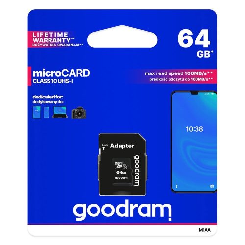 Mikro karte 64GB microSdXC UHS-I klase 10 + SD adapteris
