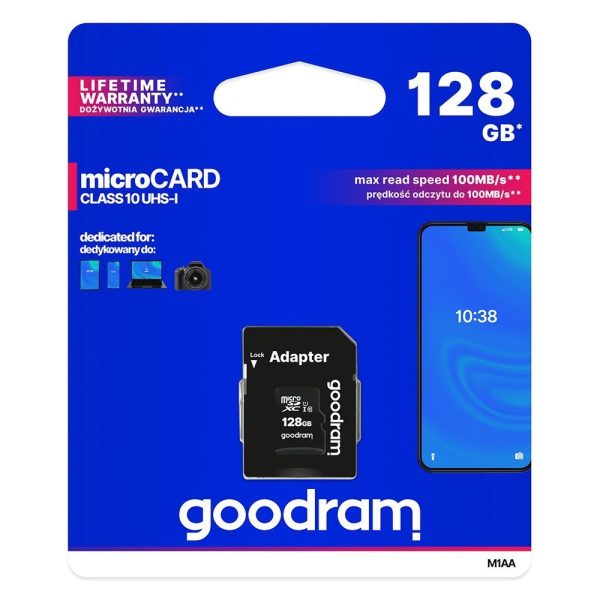 Mikro karte 128GB MicroSdXC UHS-I klase 10 + SD adapteris