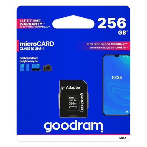 Micro Card 256GB MicroSDXC UHS-I klase 10 + SD adapteris