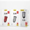 Viedā automašīnas lādētājs R6S 2X USB 3.4A sudrabs