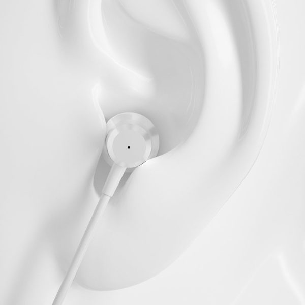 Austiņu austiņu komplekts ar tālvadības pulti un mikrofonu 3,5 mm mini domkrats balts