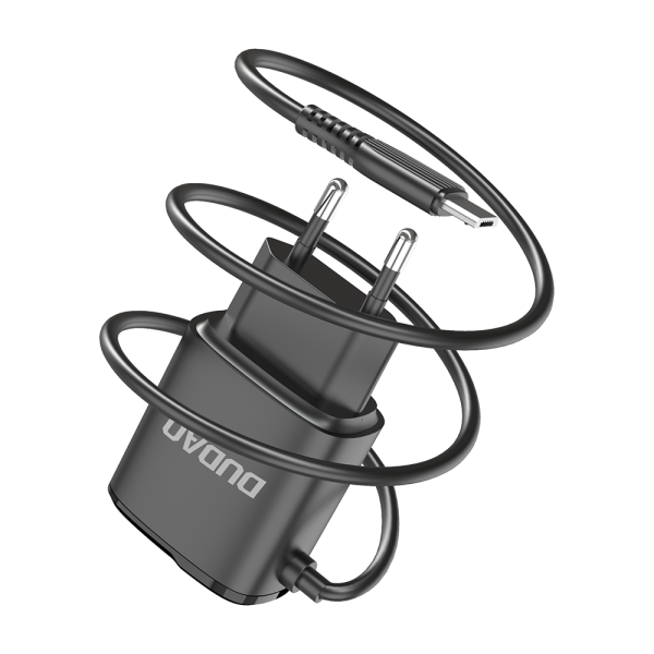 2x USB tīkla lādētājs ar iebūvētu -Micro USB 12W mikro kabeli