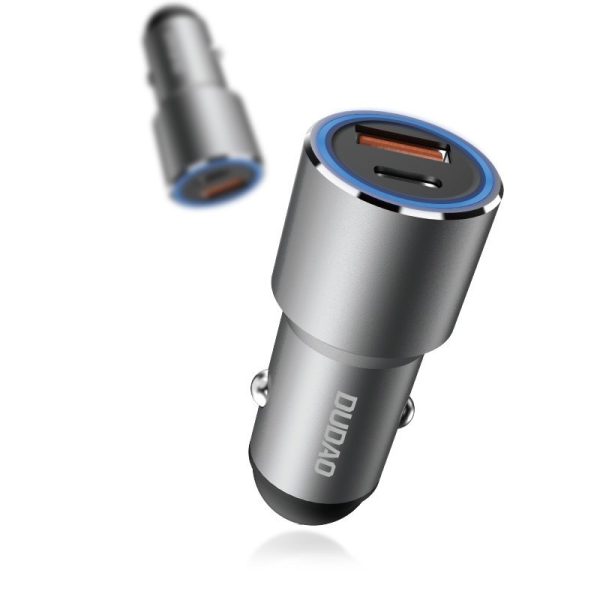 USB-C USB-C PD QC 22.5W pelēkās automašīnas lādētājs