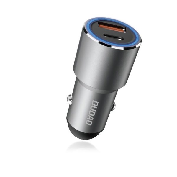 USB-C USB-C PD QC 22.5W pelēkās automašīnas lādētājs