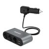 2x USB automašīnas lādētājs + 3x melns šķiltavas ligzdas sadalītājs