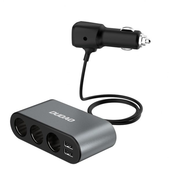2x USB automašīnas lādētājs + 3x melns šķiltavas ligzdas sadalītājs