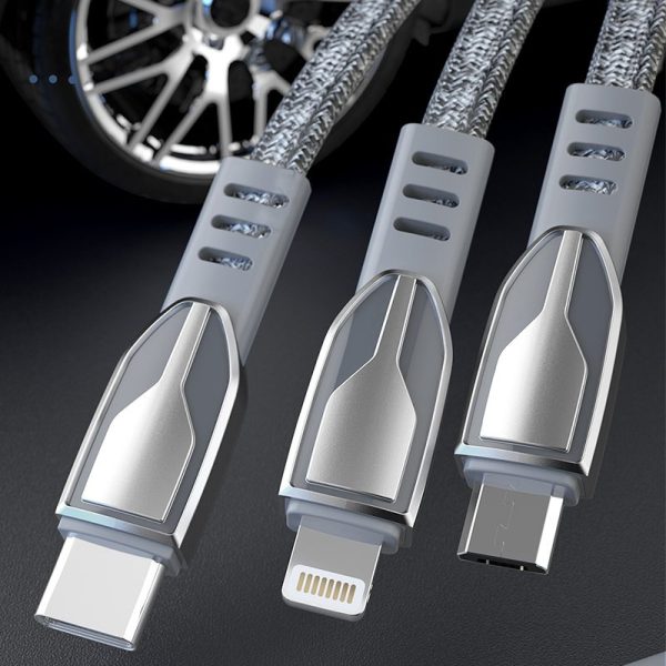 Izturīgs kabelis, USB pīts kabelis - mikro USB 5A 1m pelēks