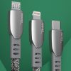 Izturīgs kabelis, USB pīts kabelis - mikro USB 5A 1m pelēks