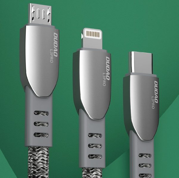 Izturīgs kabelis, USB pīts kabelis - mikro USB 5A 1m pelēks