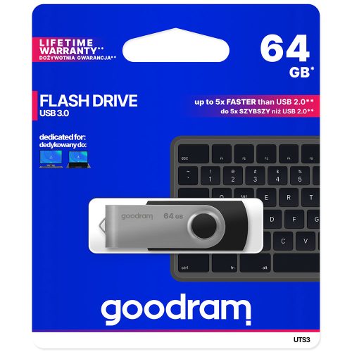 USB 64GB USB 3.2 Gen 1 UTS3 melns
