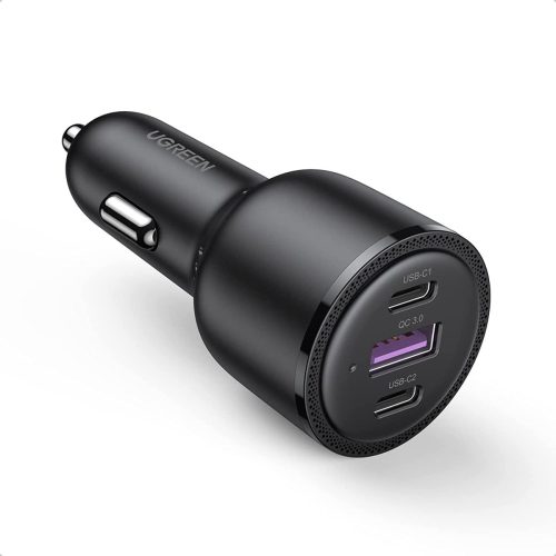 Automašīnu lādētājs 2x USB-C 1X USB 69W 5A PD QC Black