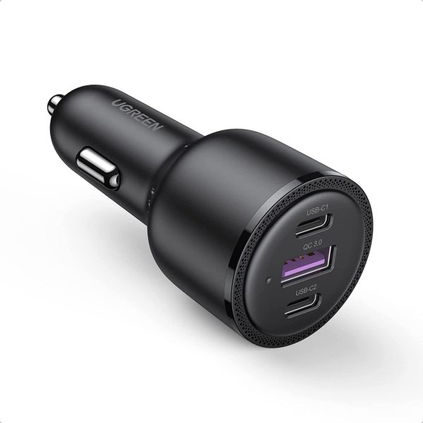 Automašīnu lādētājs 2x USB-C 1X USB 69W 5A PD QC Black