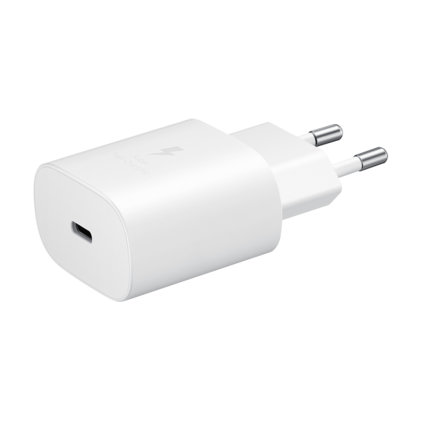 2in1 25W lādētājs + kabelis USB-C 1M balts kabelis