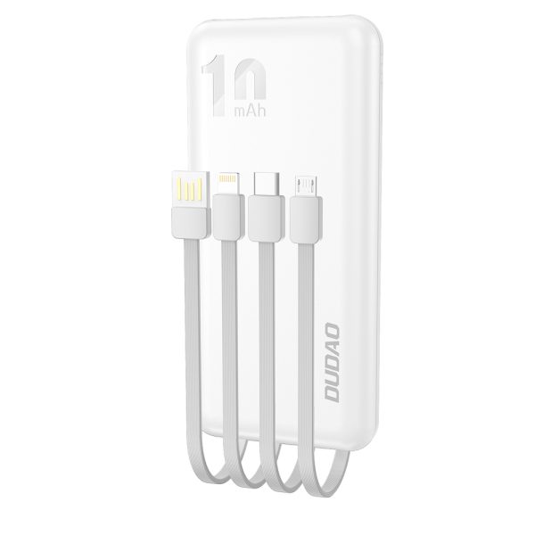 PowerBank K6Pro 1000mah Universal ar USB-C USB-C microUSB zibens balto kabeli